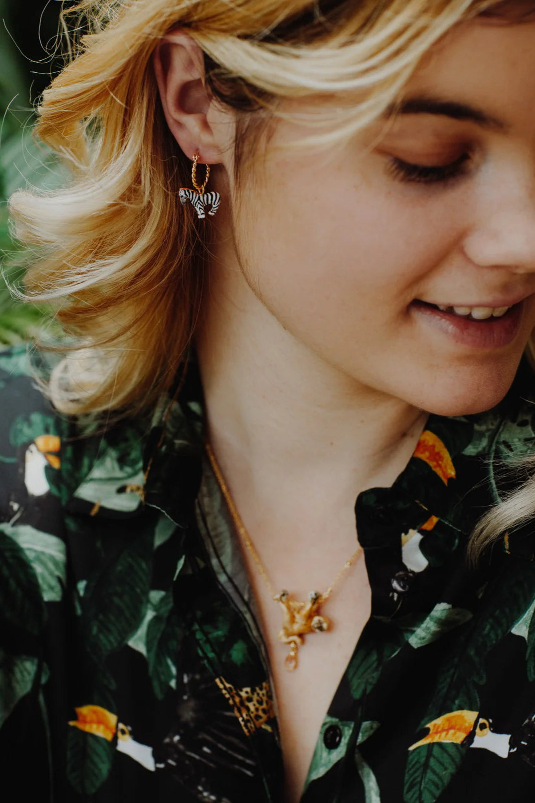 Nach - Mini Zebra Creole Earrings