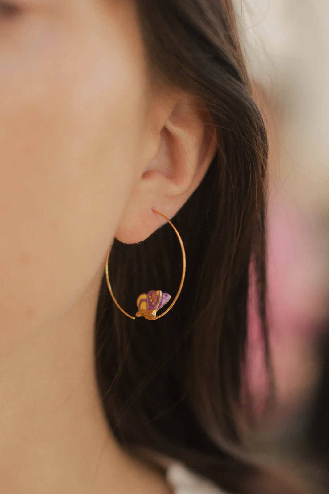 Nach - Figs & Flowers Butterfly Hoop Earrings