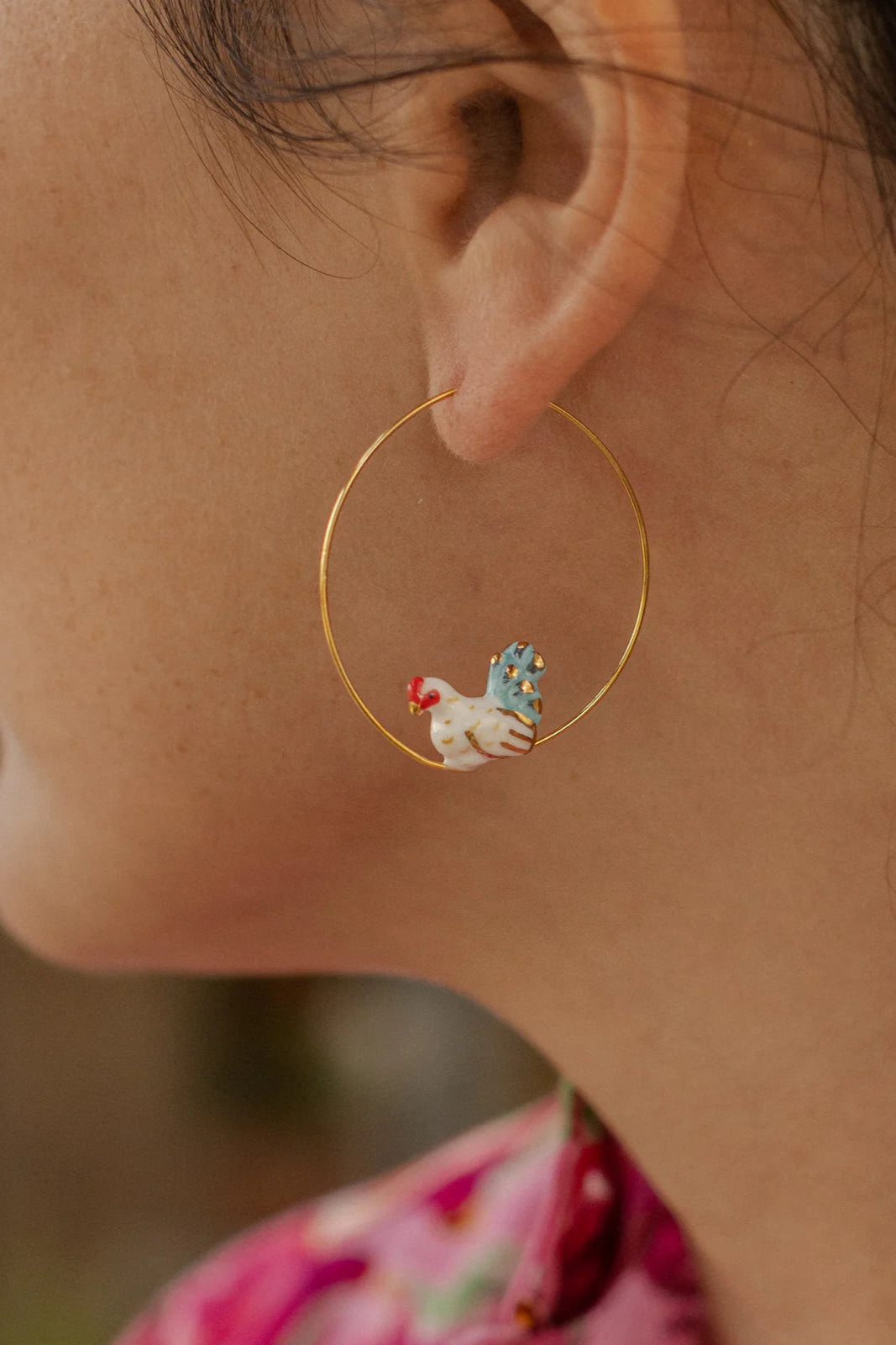 Nach - Harvest Time Hen Small Hoop Earrings