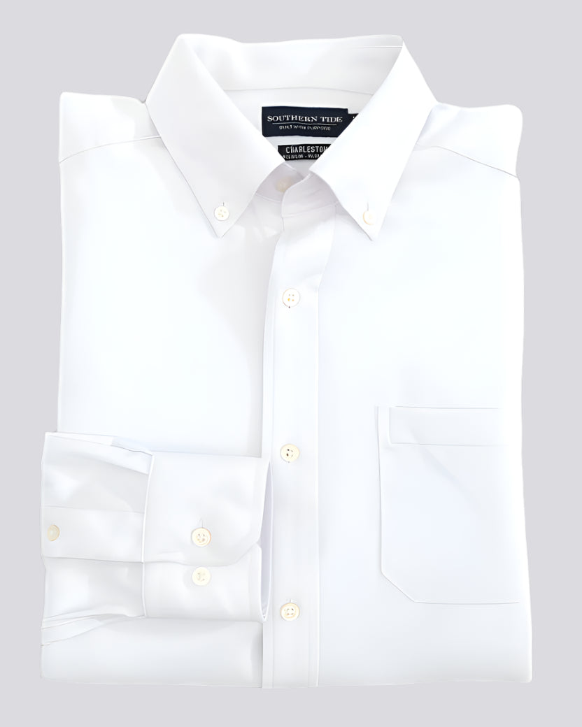 Southern Tide - Charleston Overbrook Solid Sportshirt (Classic White)