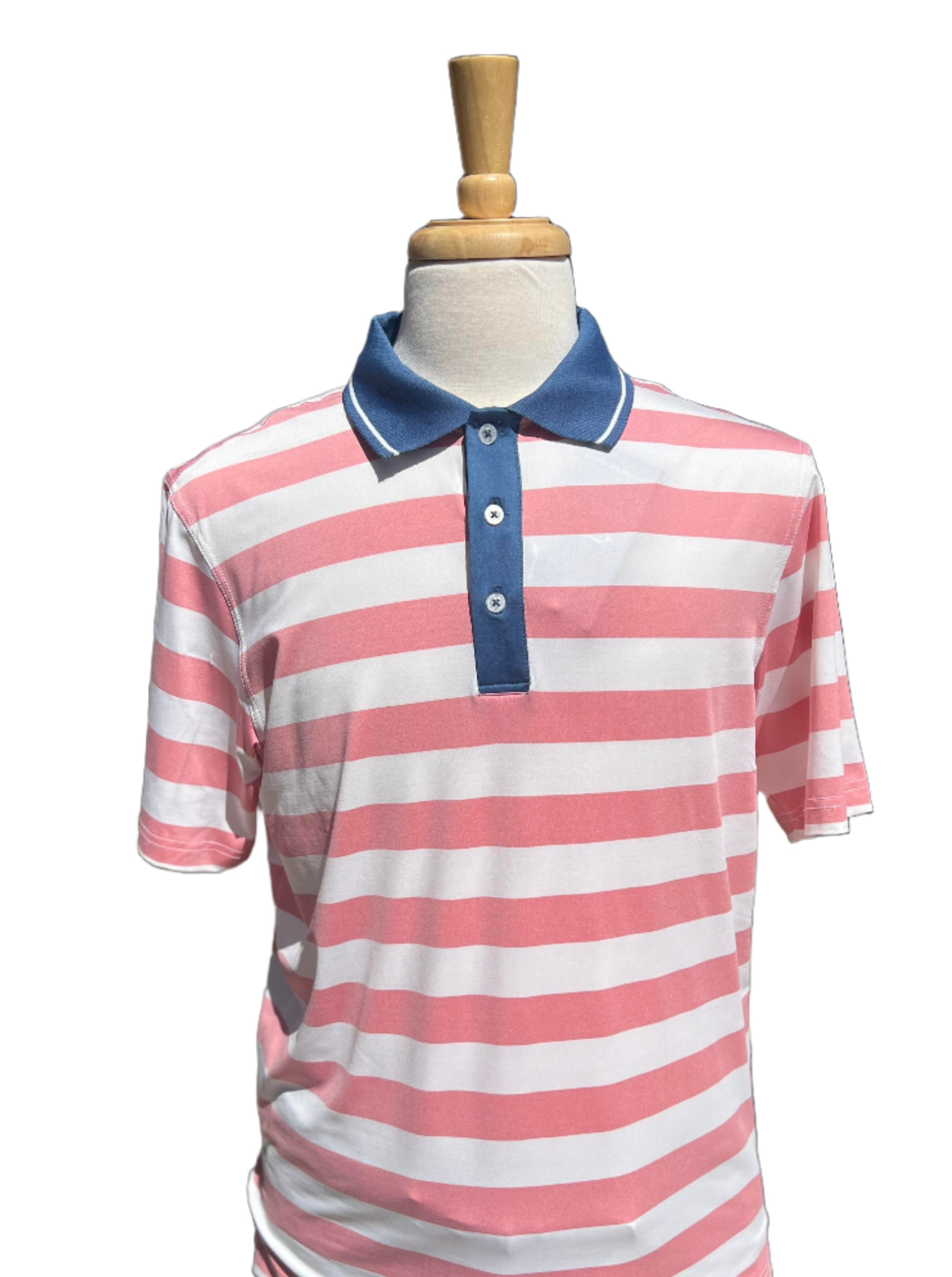 SSCO - Tee Off Heather Stripe Polo (Washed Red)