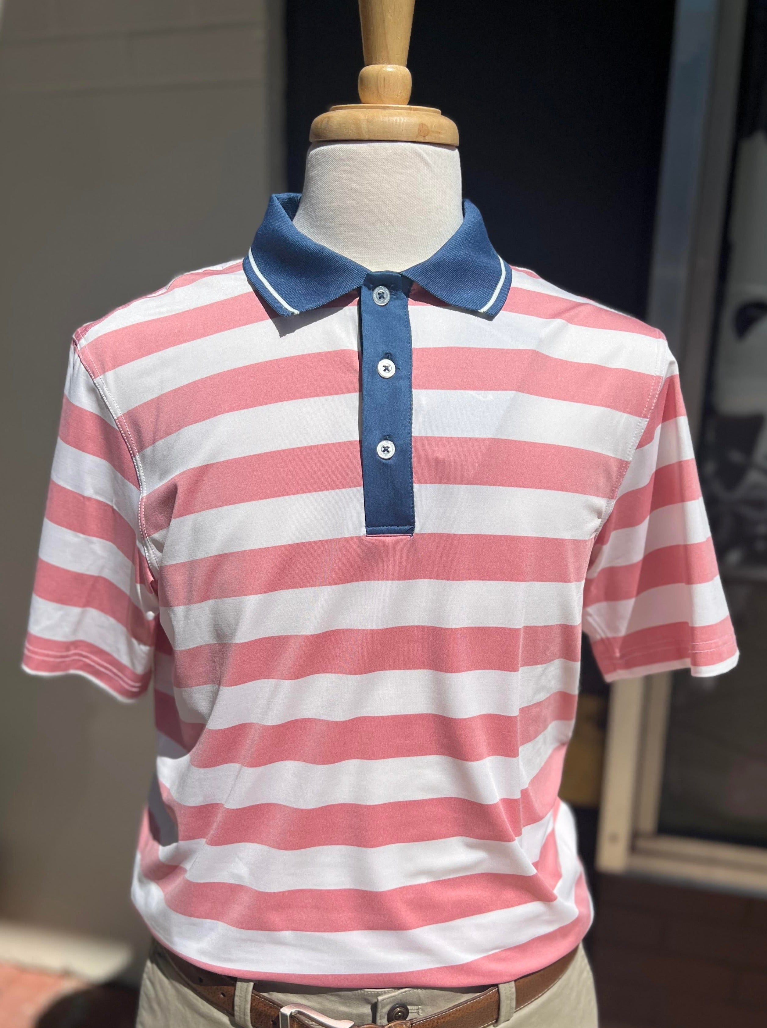 SSCO - Tee Off Heather Stripe Polo (Washed Red)