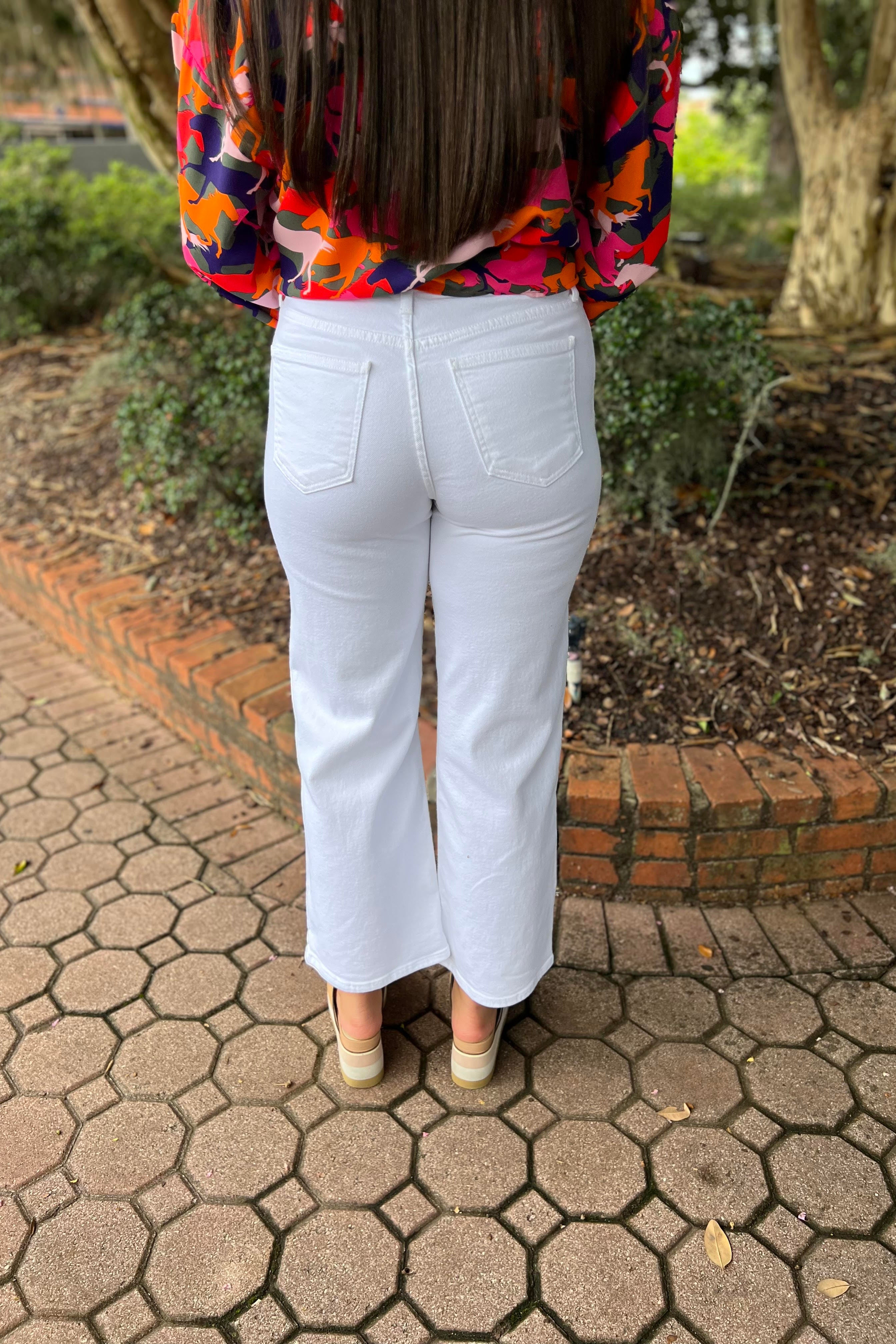 Just Black Denim - High Rise Wide Leg (Optic White)