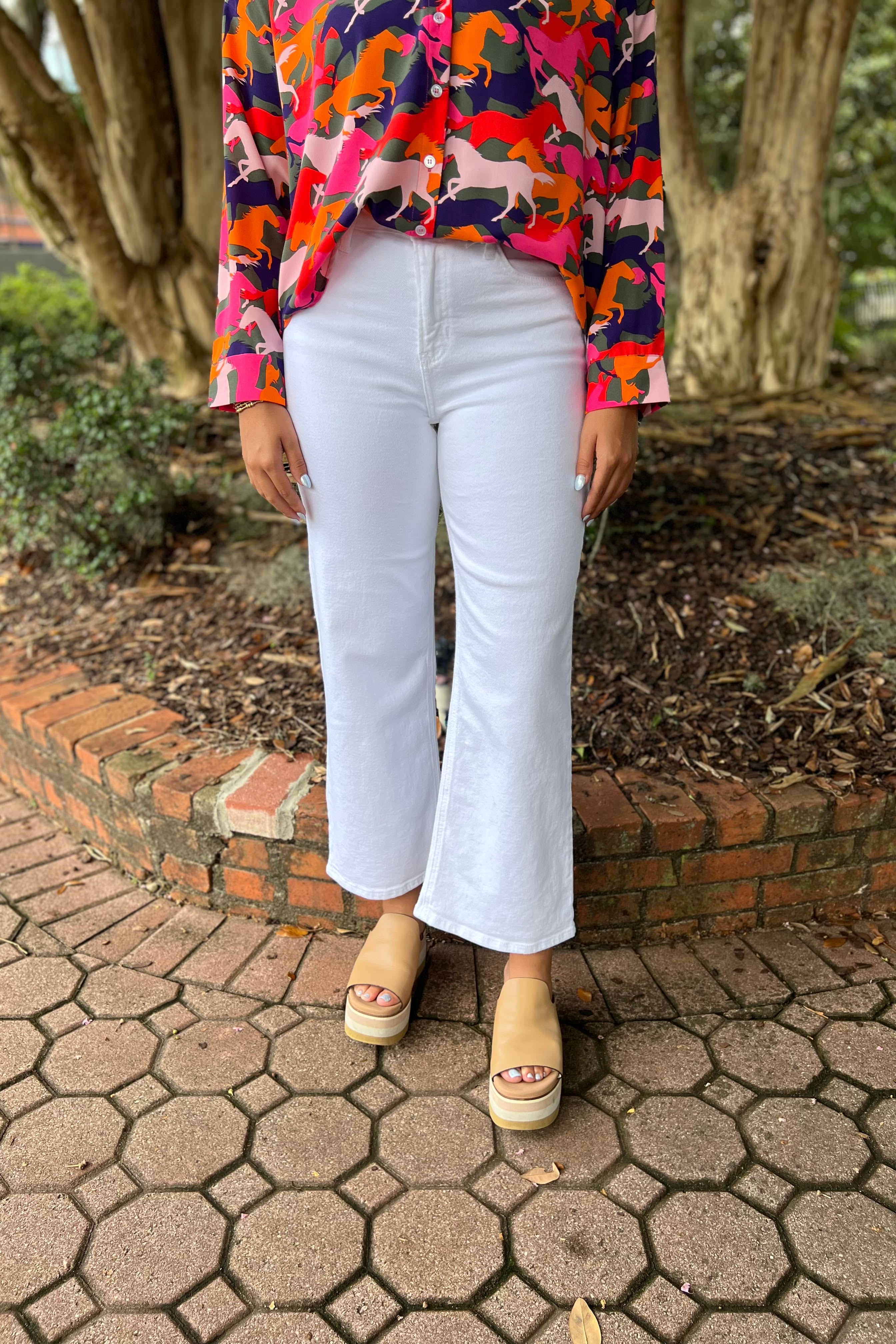 Just Black Denim - High Rise Wide Leg (Optic White)