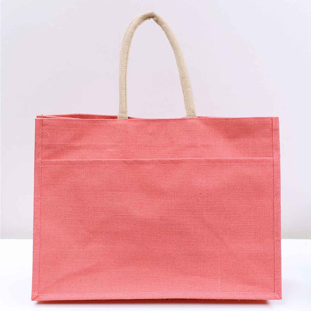 Embroidered Jute Pocket Tote