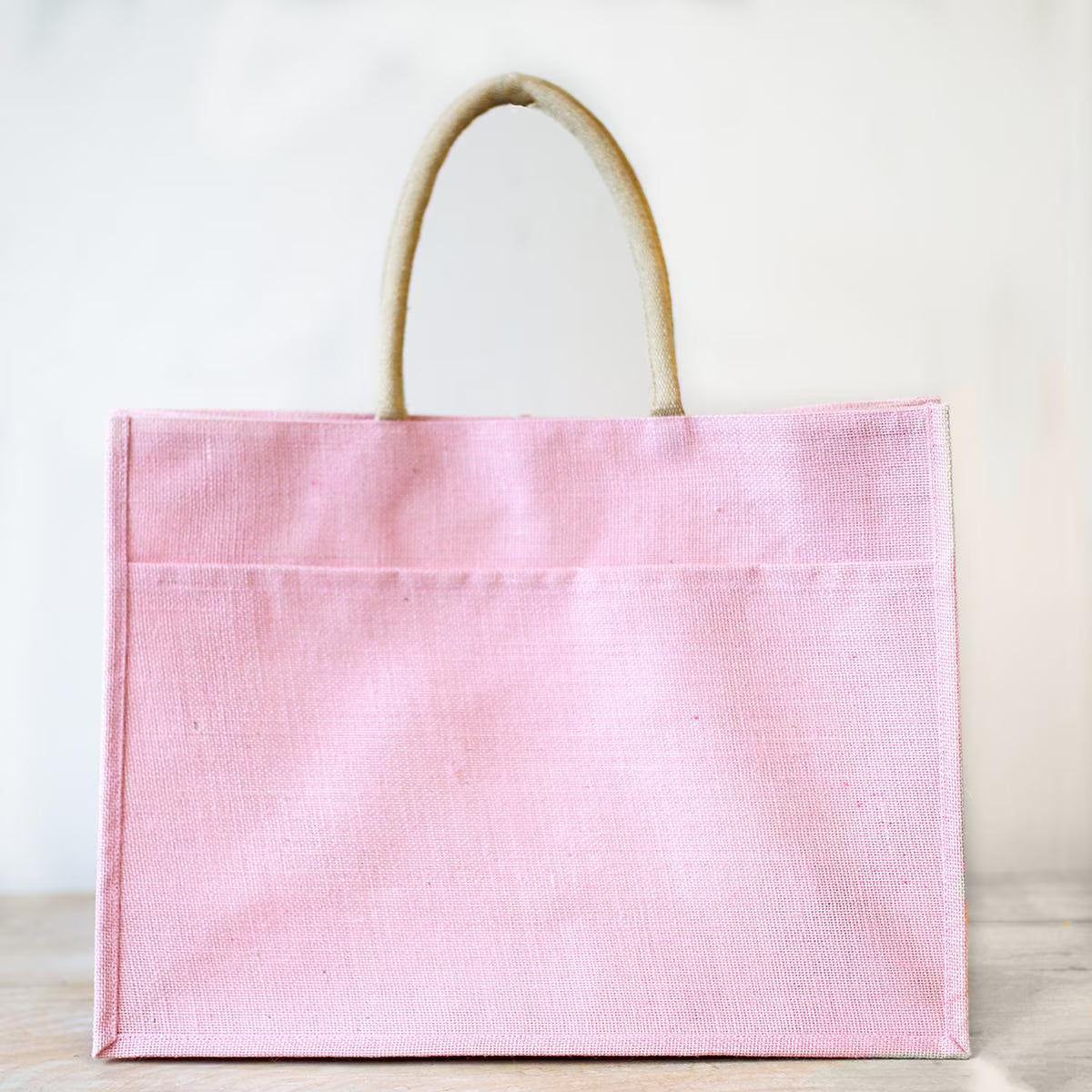 Embroidered Jute Pocket Tote