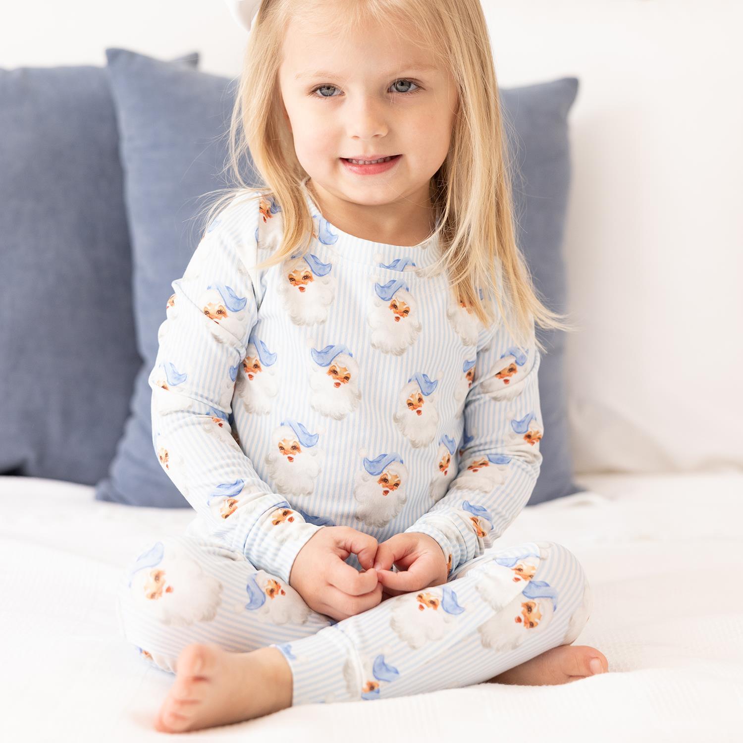 Mary Square - Toddler Pajama Set (Santa Baby - Blue)