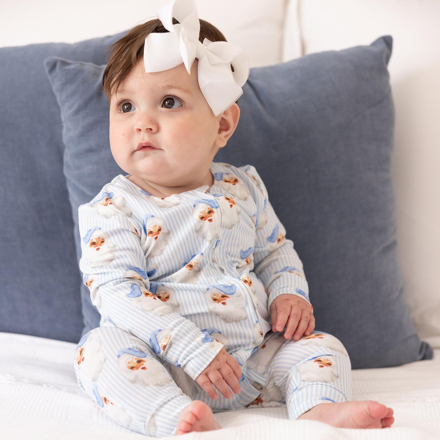 Mary Square - Baby Pajama Set (Santa Baby - Blue)