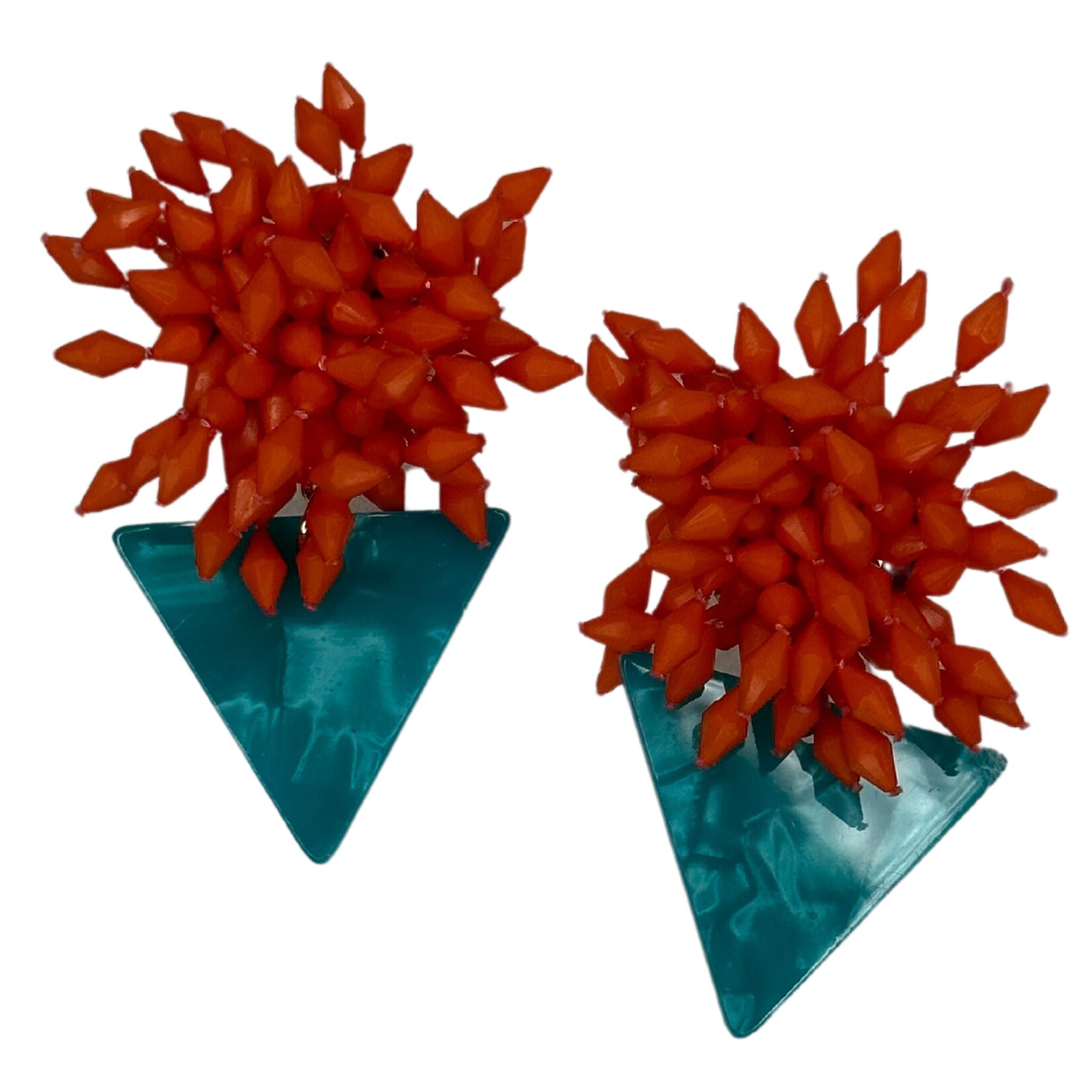 PomPom Triangle Acrylic Earrings