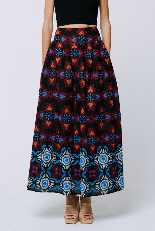 CIEBON - Deana Embroidered Maxi Skirt