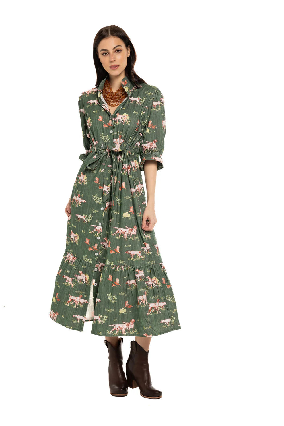 Holly Shae - Catherine Dress (Dogs on the Hunt Green)