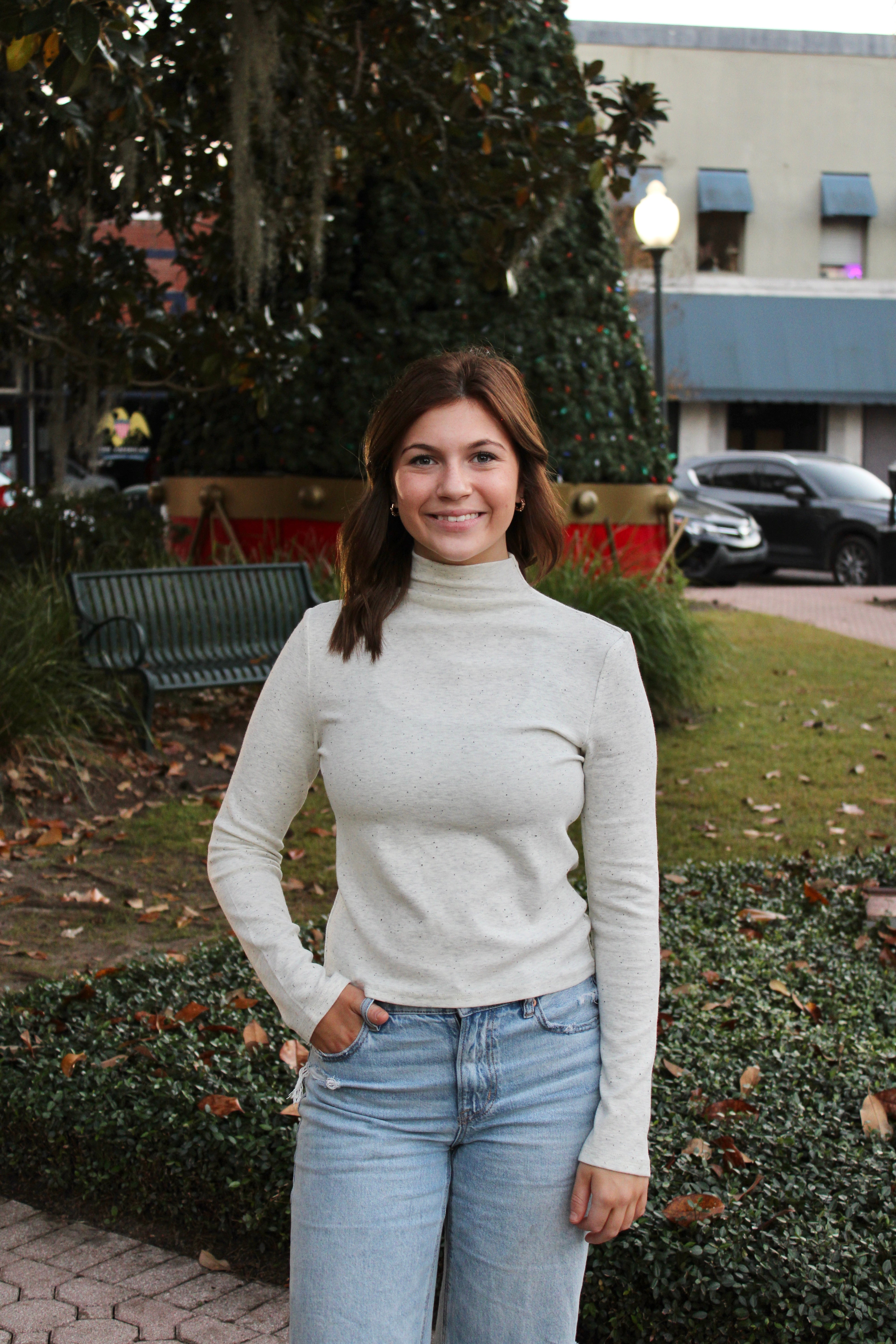 Mock Neck Top - Heather Oatmeal