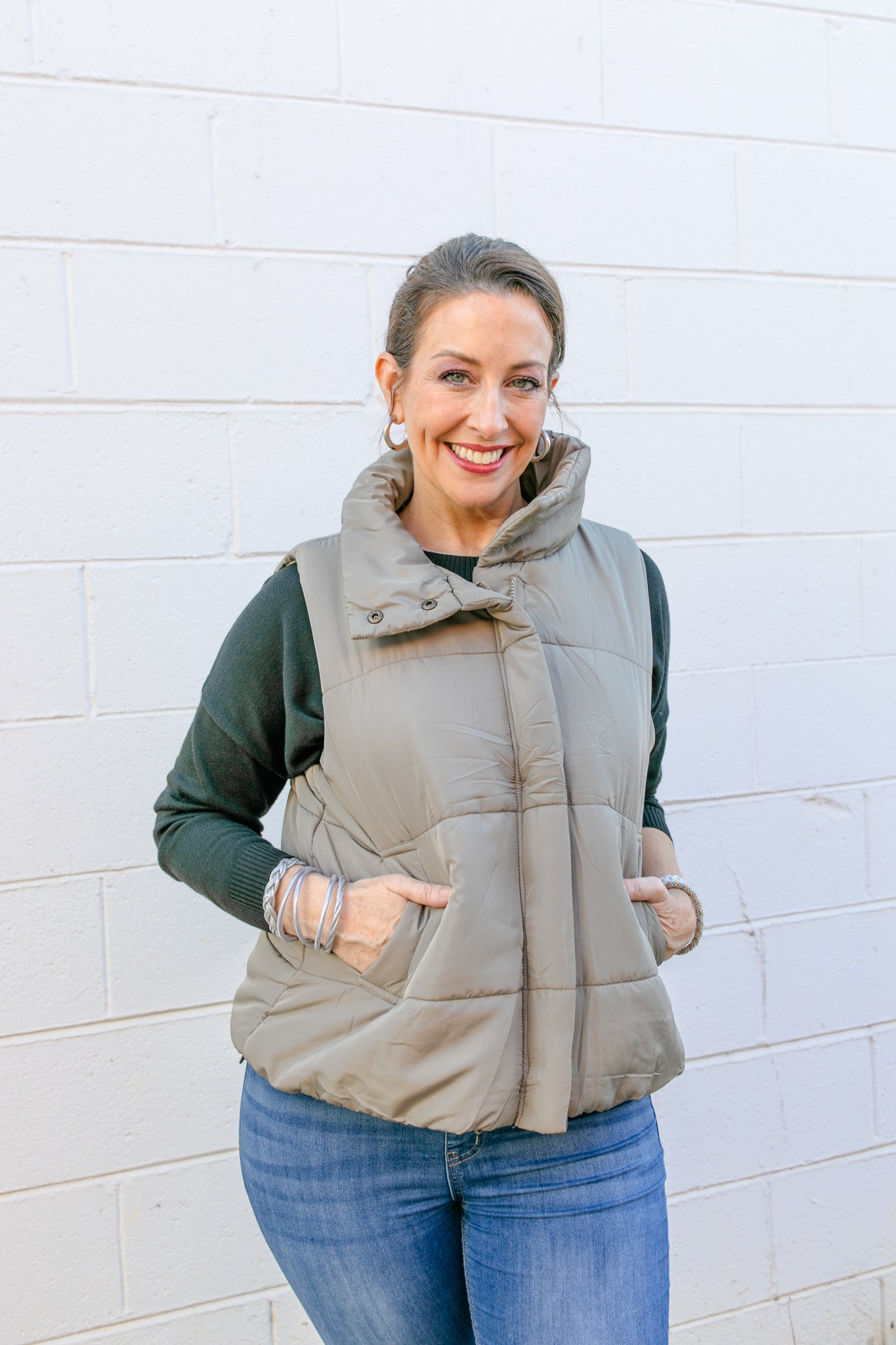 The Reese Puffer Vest - Taupe
