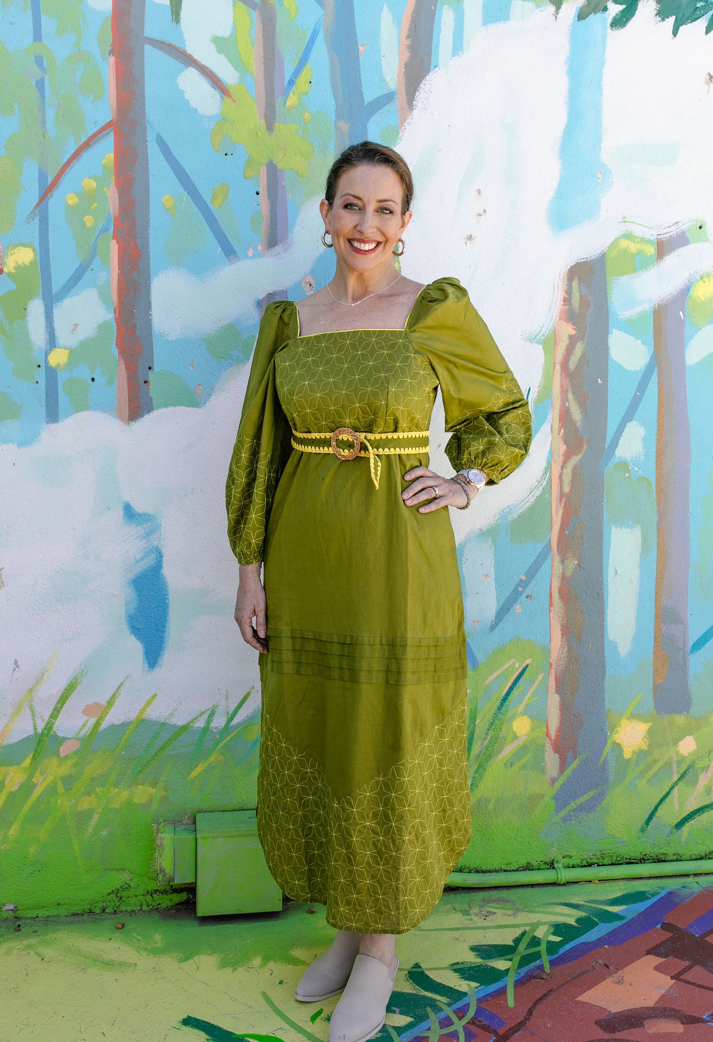 The Ivy Dress in Lime/Quilt - Anna Cate Collection *Final Sale*