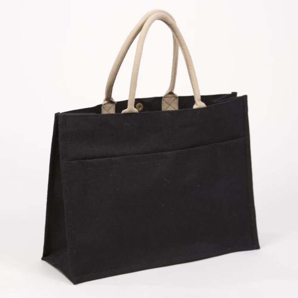 Embroidered Jute Pocket Tote