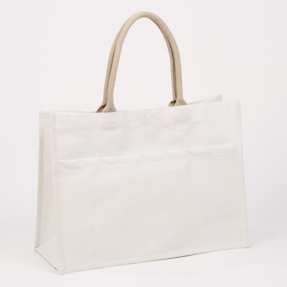 Embroidered Jute Pocket Tote