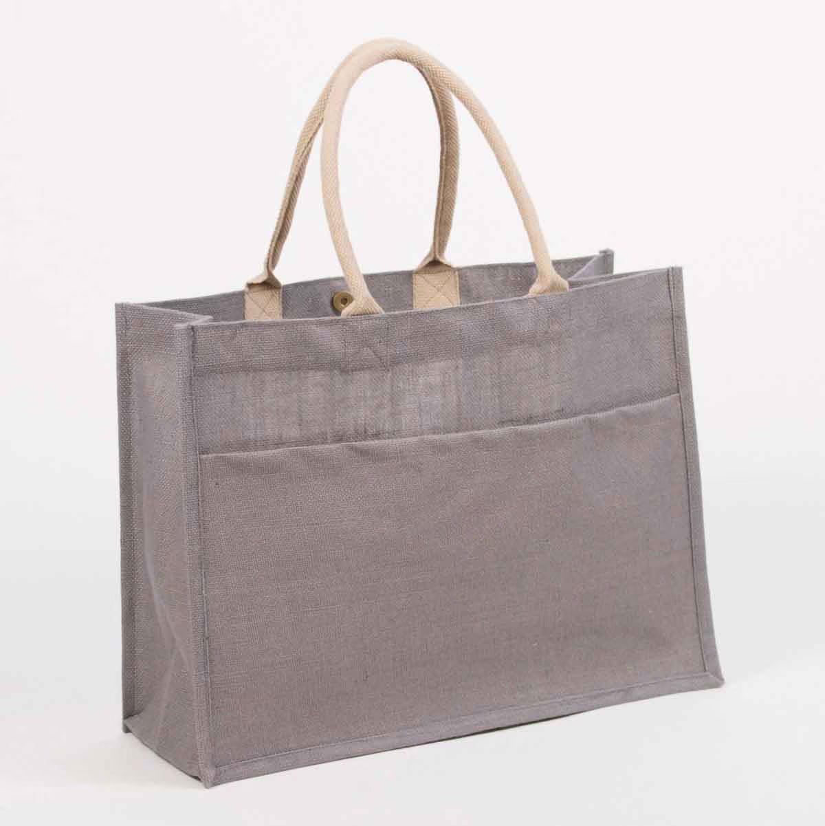 Embroidered Jute Pocket Tote