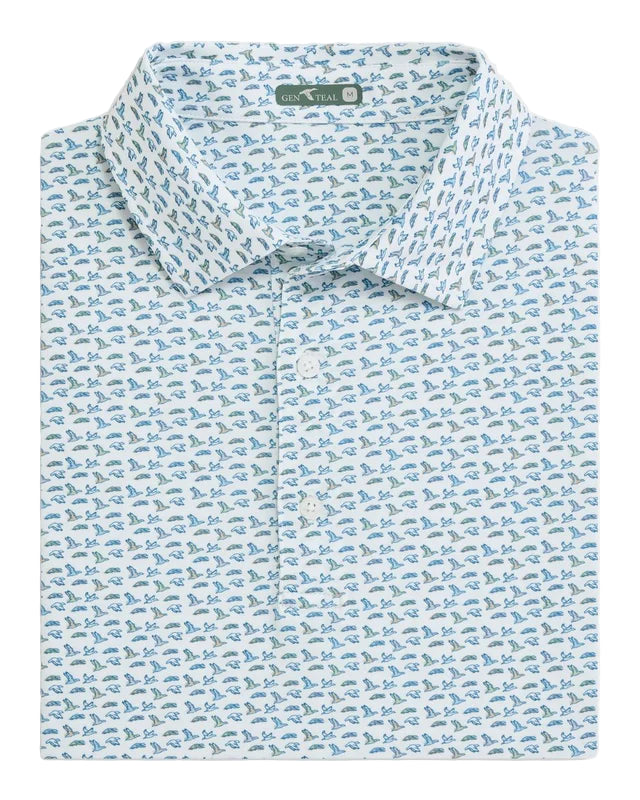 Genteal - Soaring Silhouettes Printed Performance Polo (Opal)