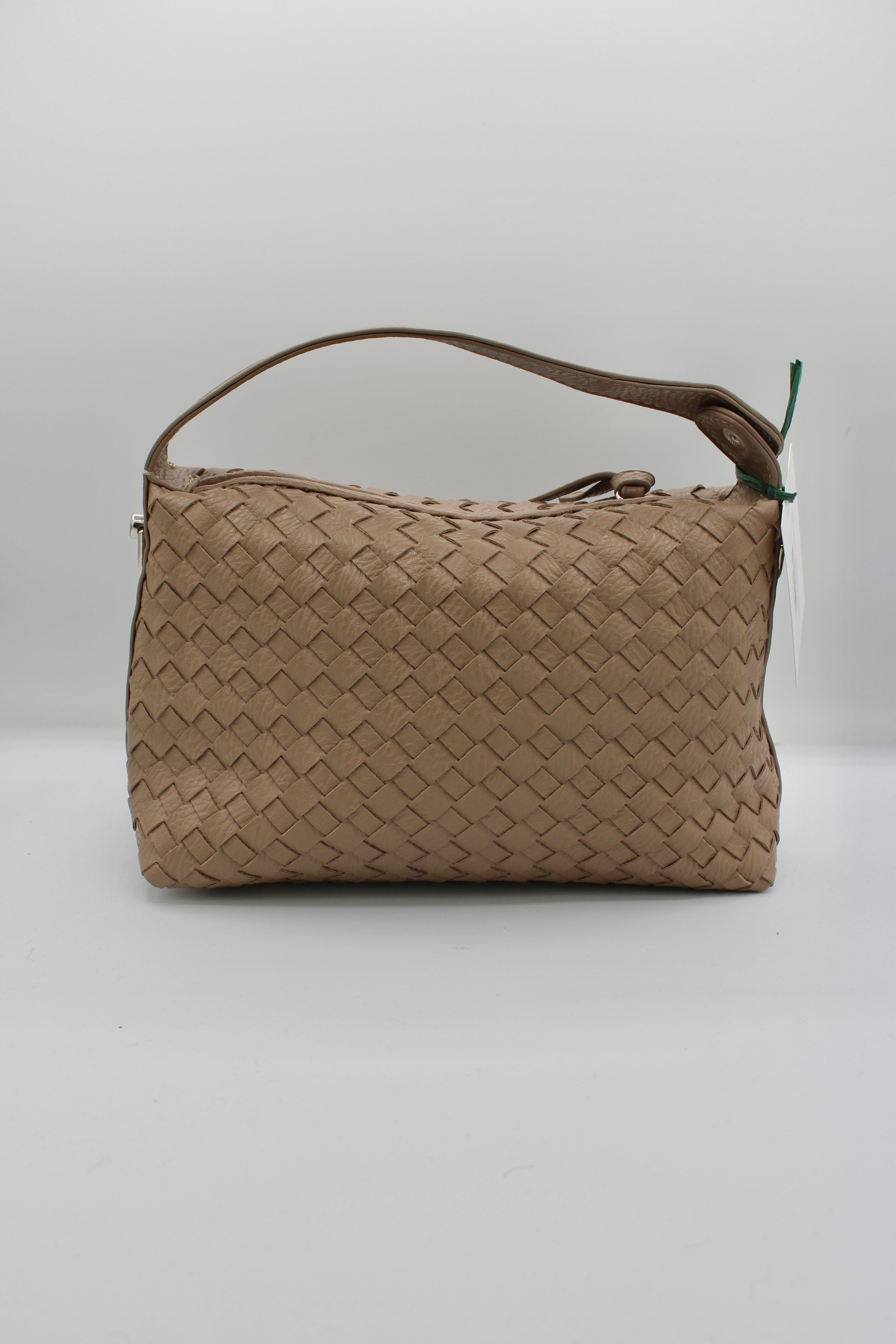Holly Woven Leather Bag (Khaki)