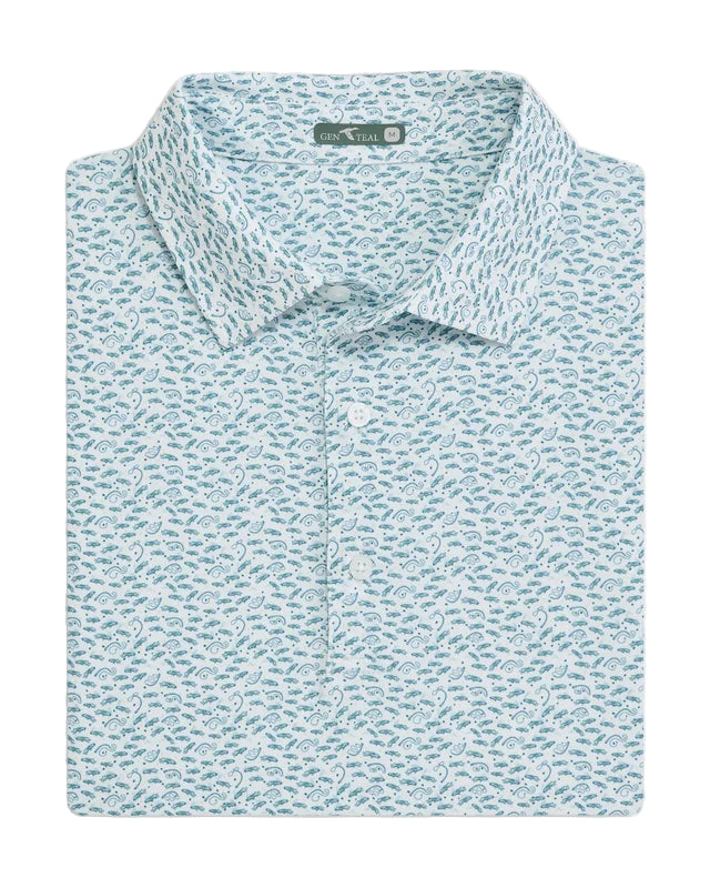 Genteal - Catch and Release Printed Performance Polo (Storm Blue)