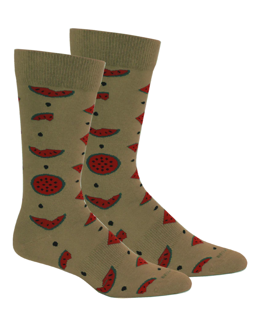 Brown Dog Socks - Watermelon (Khaki)