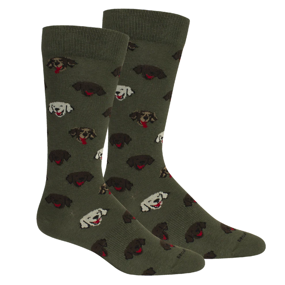 Brown Dog Socks - Happy Dog (Sage)