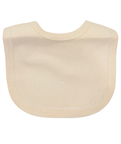 Yellow Picot Baby Bib (White Trim)