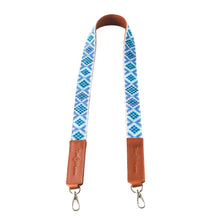 Load image into Gallery viewer, Mai Woven Bag Strap - Blue with Tan Leather
