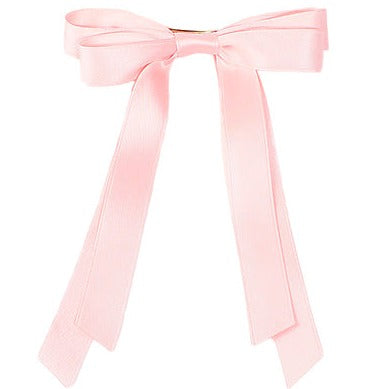 Long Tail Double Bow Hair Barrette (Light Pink)