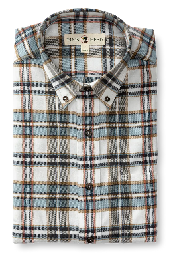 Duck Head - Cotton Flannel Russin Plaid Shirt (Soft White) FINAL SALE