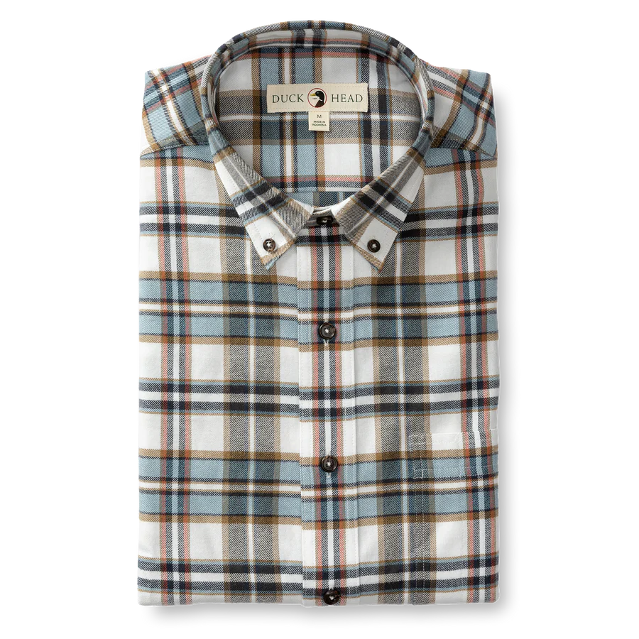 Duck Head - Cotton Flannel Russin Plaid Shirt (Soft White)