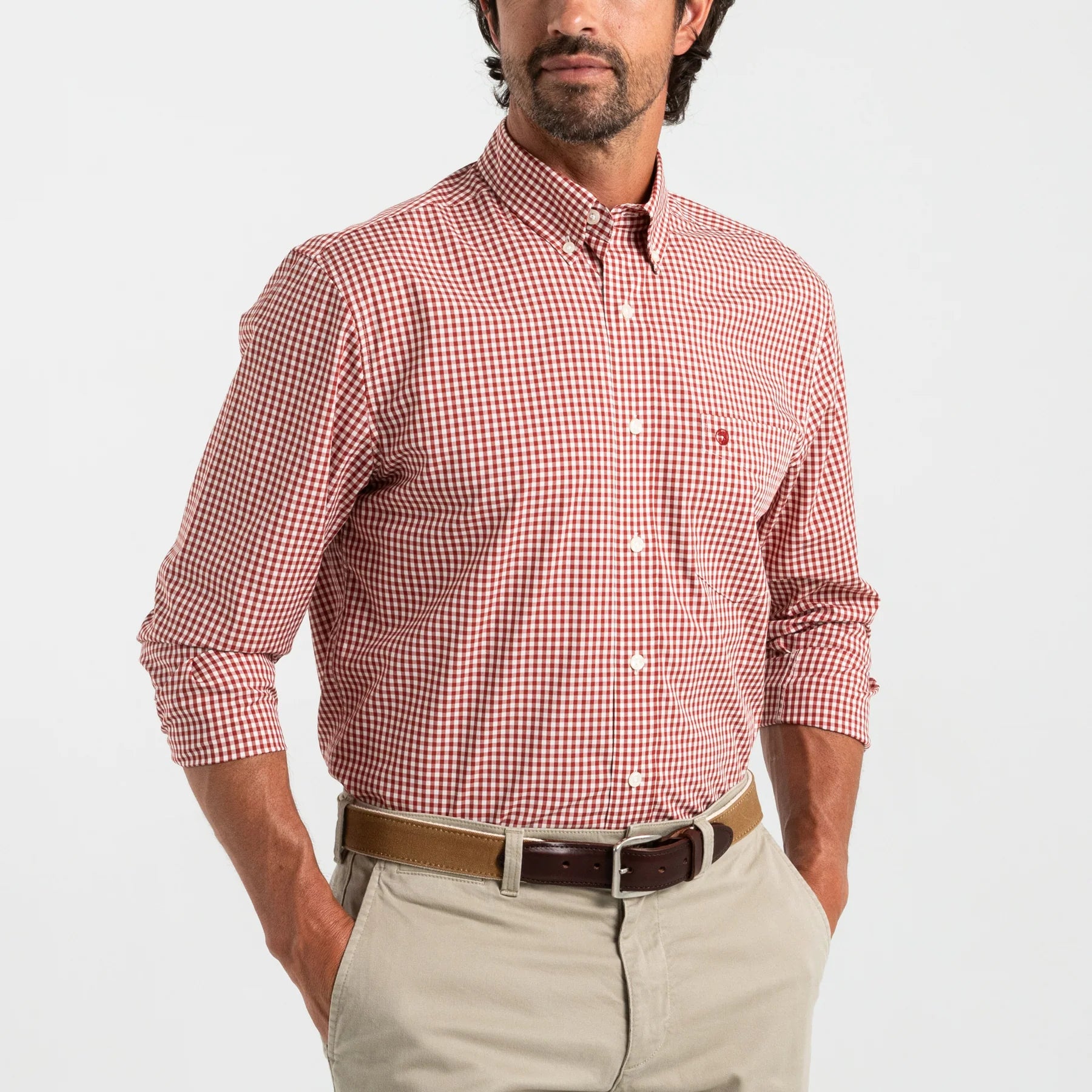 Duck Head - Performance Poplin Sport Shirt Walton Gingham (Red Ochre)