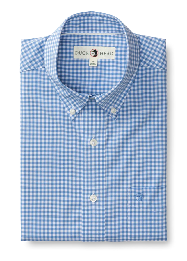 Duck Head - Performance Poplin Sport Shirt Walton Gingham (Lake Blue)