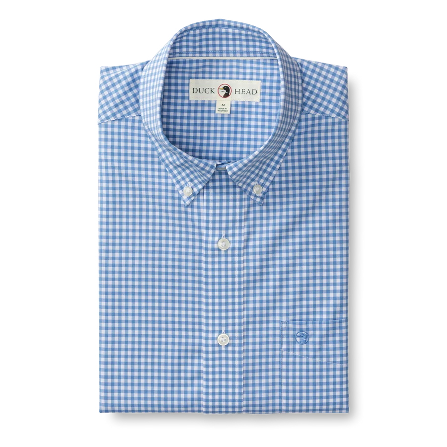 Duck Head - Performance Poplin Sport Shirt Walton Gingham | Lake Blue