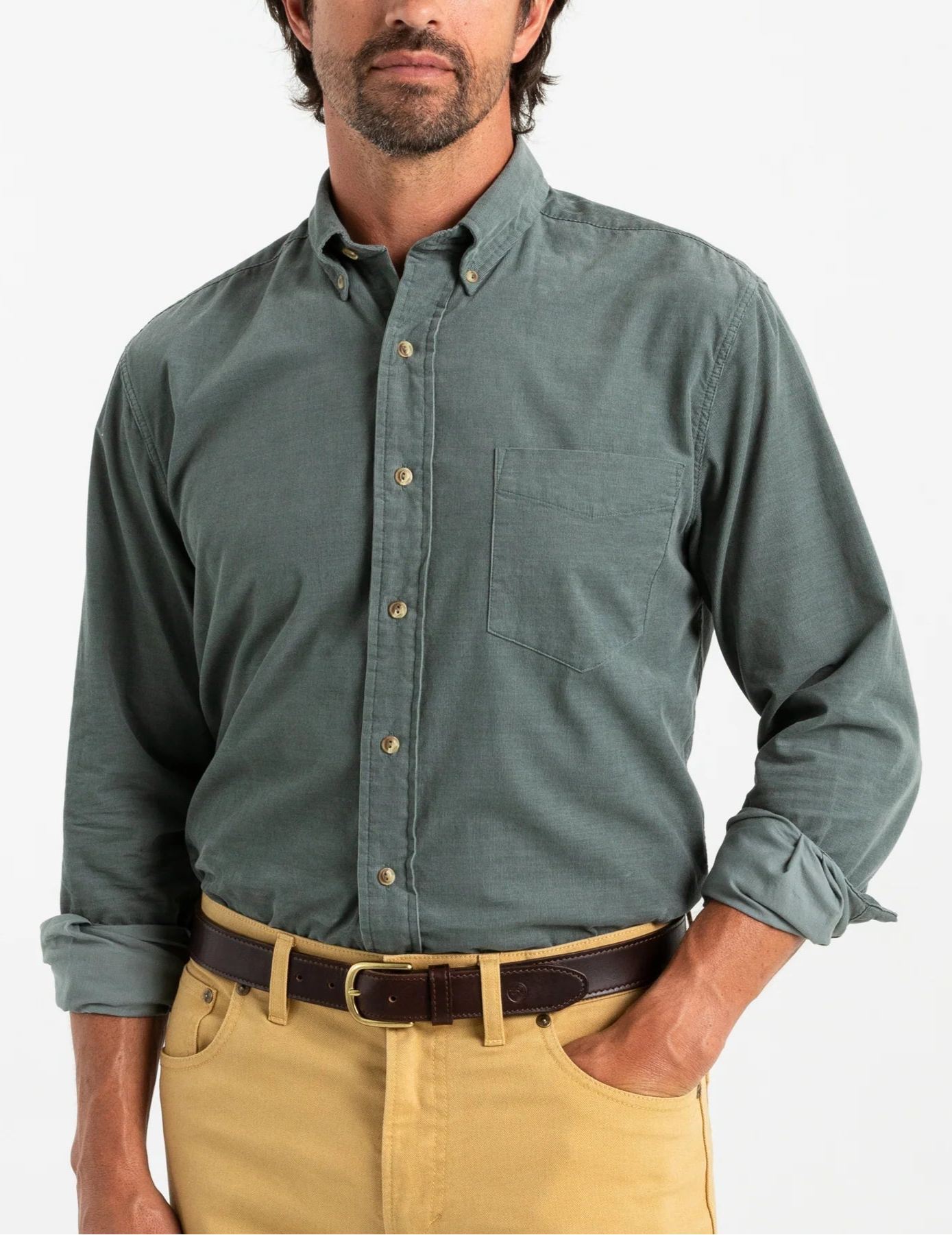 Duck Head - Cotton Corduroy Whitman Solid Shirt LS (Balsam Green) FINAL SALE