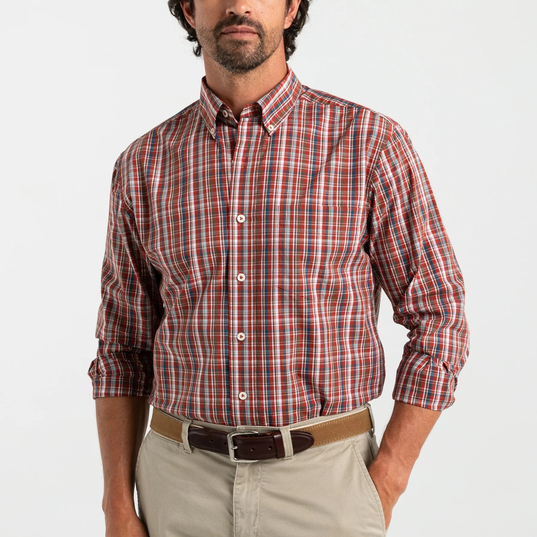 Duck Head - Cotton Poplin Watkins Plaid Shirt (Red Ochre)