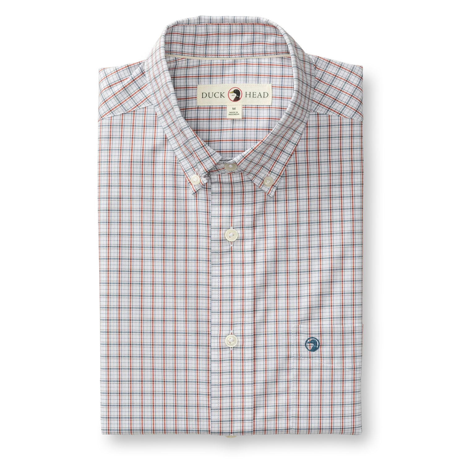Duck Head - Performance Poplin Sport Shirt Edison Plaid (Burnt Brick)