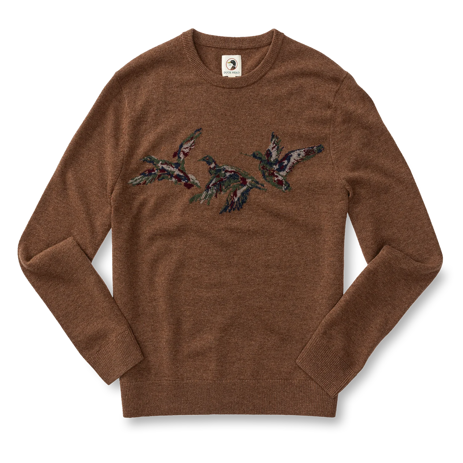 Duck Head - Flying Mallard Intarsia Merino Crewneck Sweater (Cider Brown Heather)