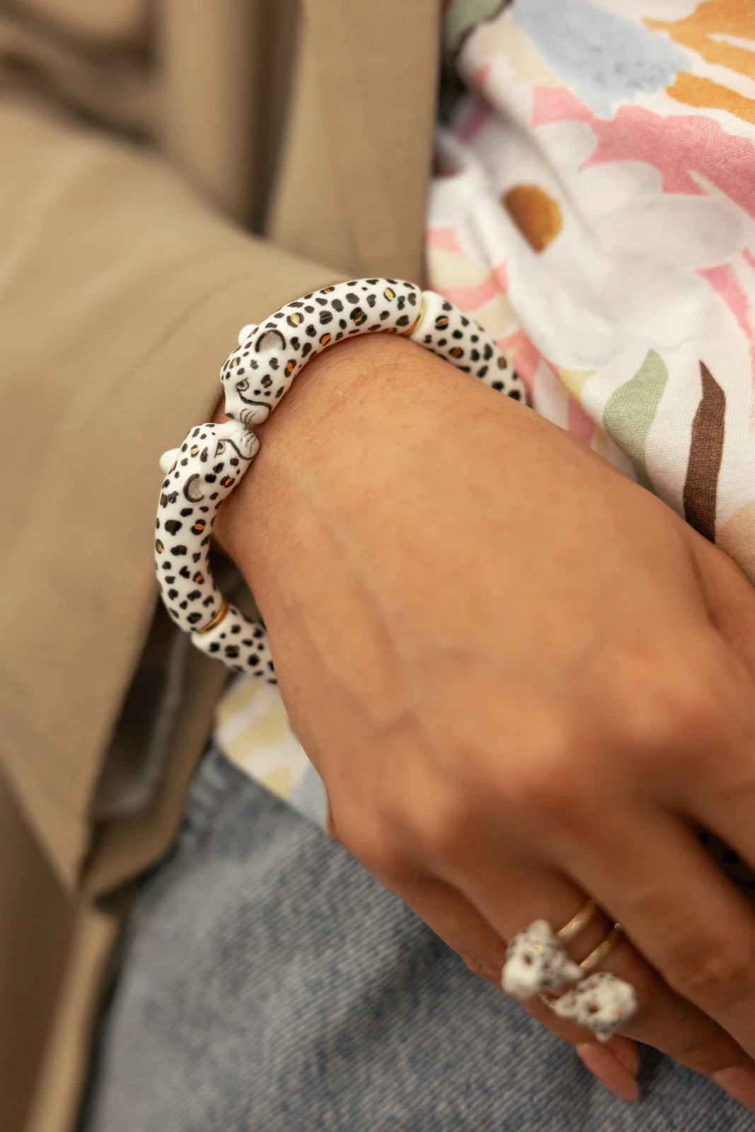 Nach - White Leopard Chunky Bracelet (Savane)