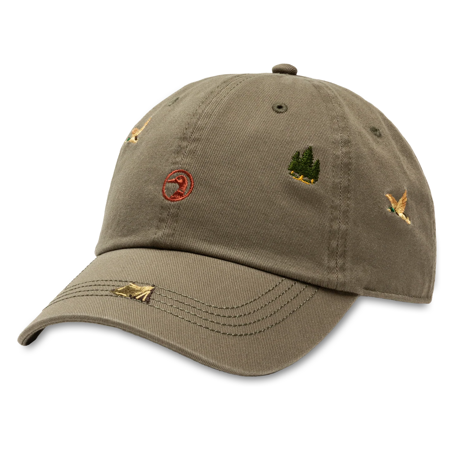 Duck Head - All Over Embroidery Twill Hat (Olive)