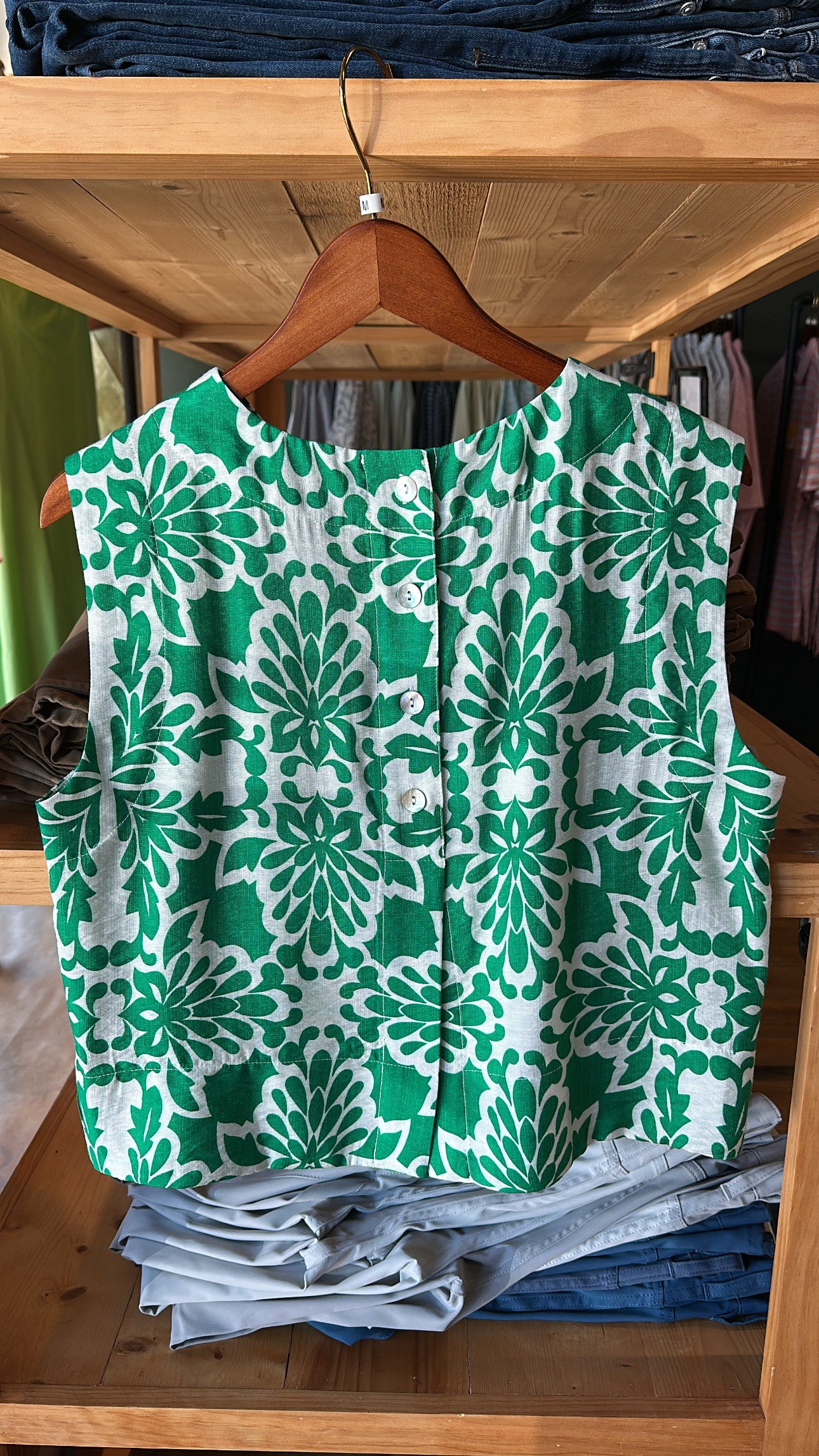 Cara Top - Green/Ivory *final sale*