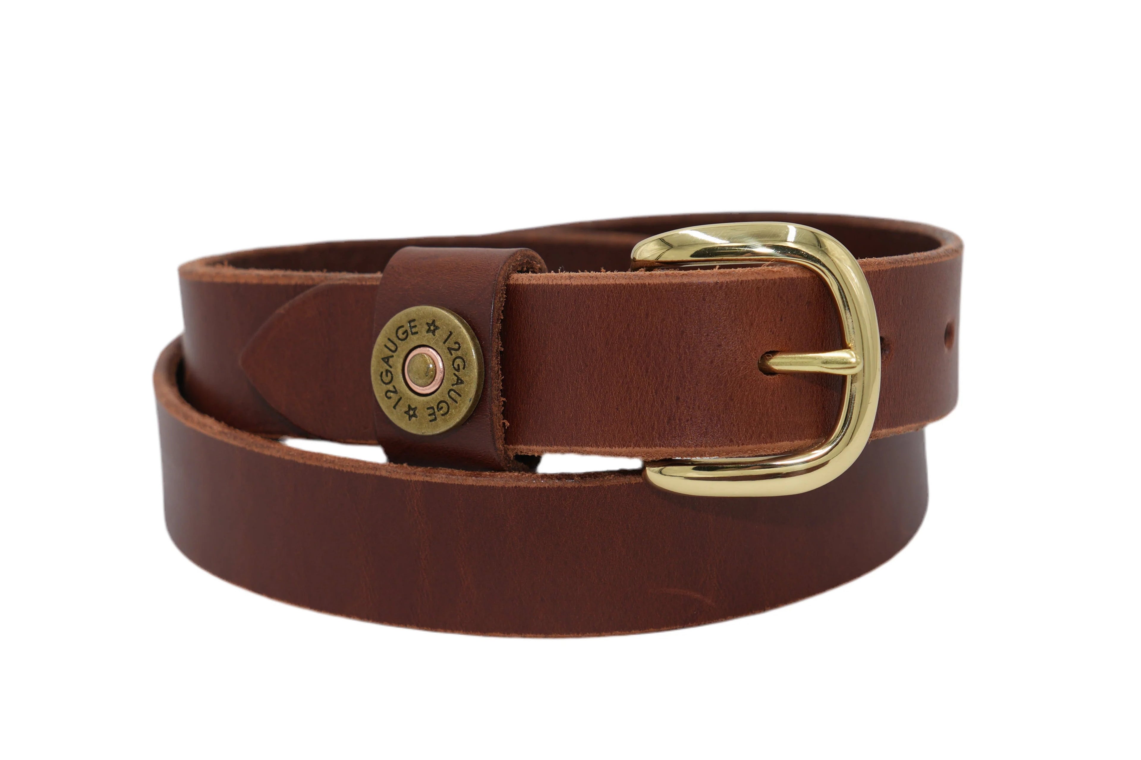 Bull & Briar - Brown Leather Belt (Shotgun Shell)