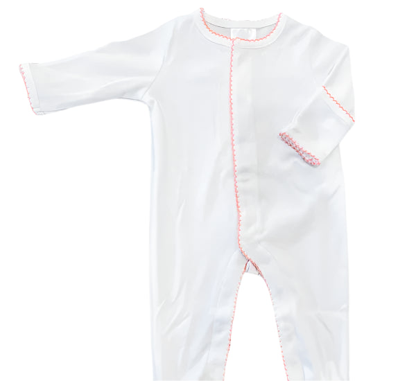 Picot Trim Footies (White/Pink)