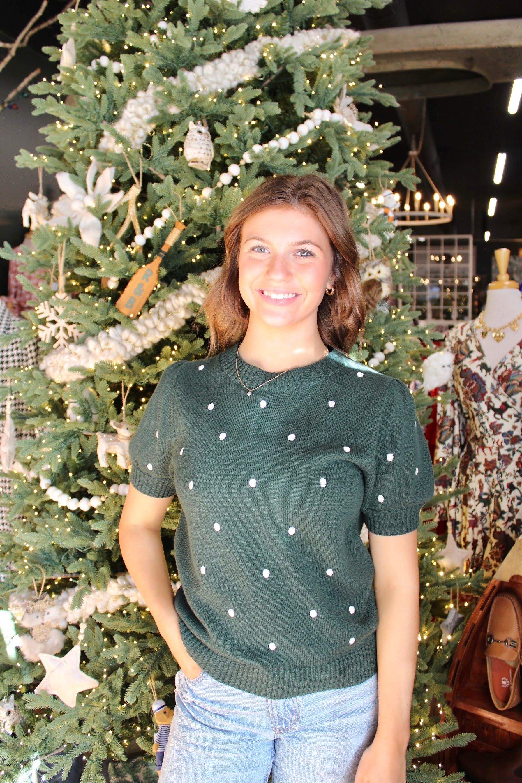 Marty Dot Sweater (Hunter Green)