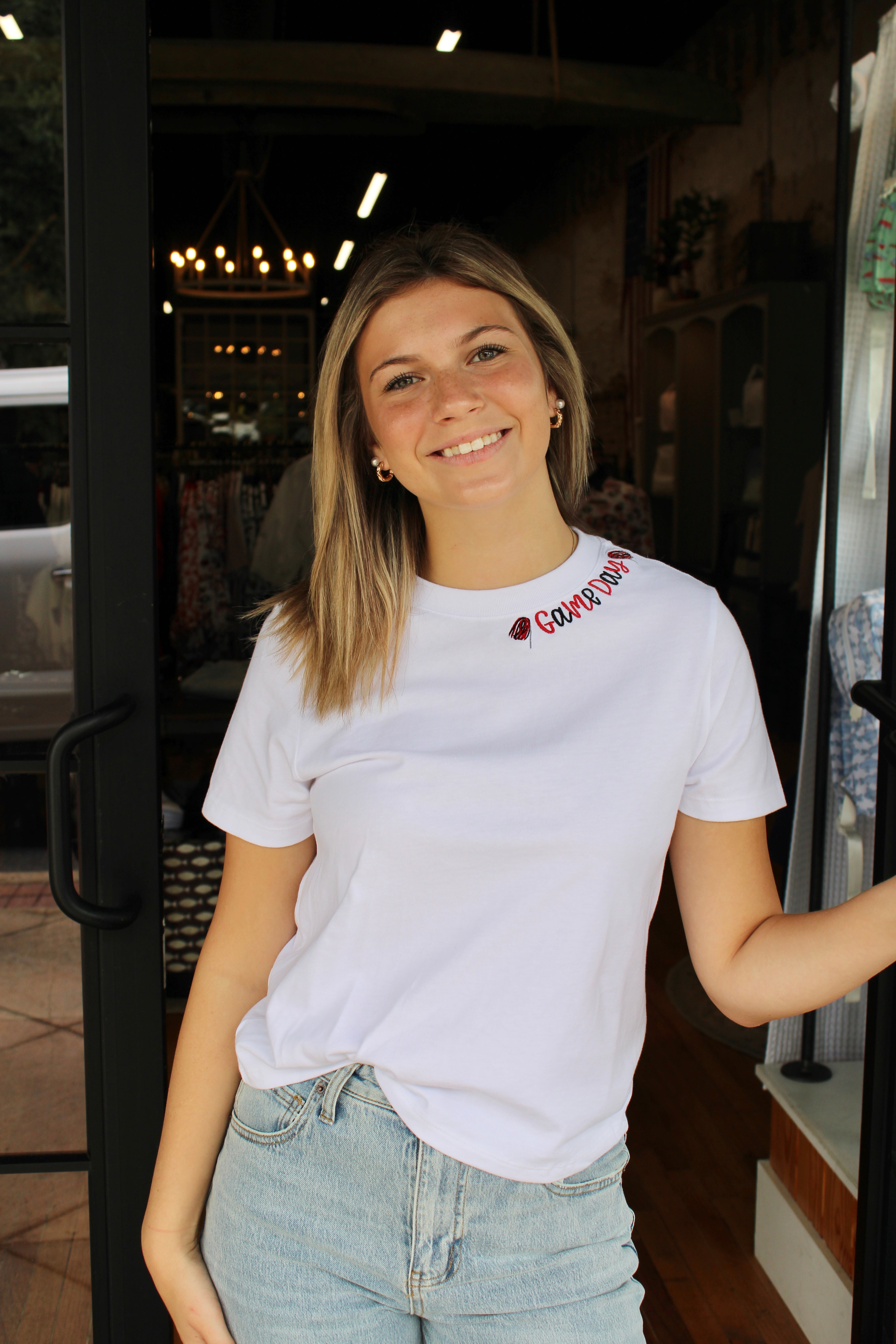 Game Day Tee - Red & Black on White