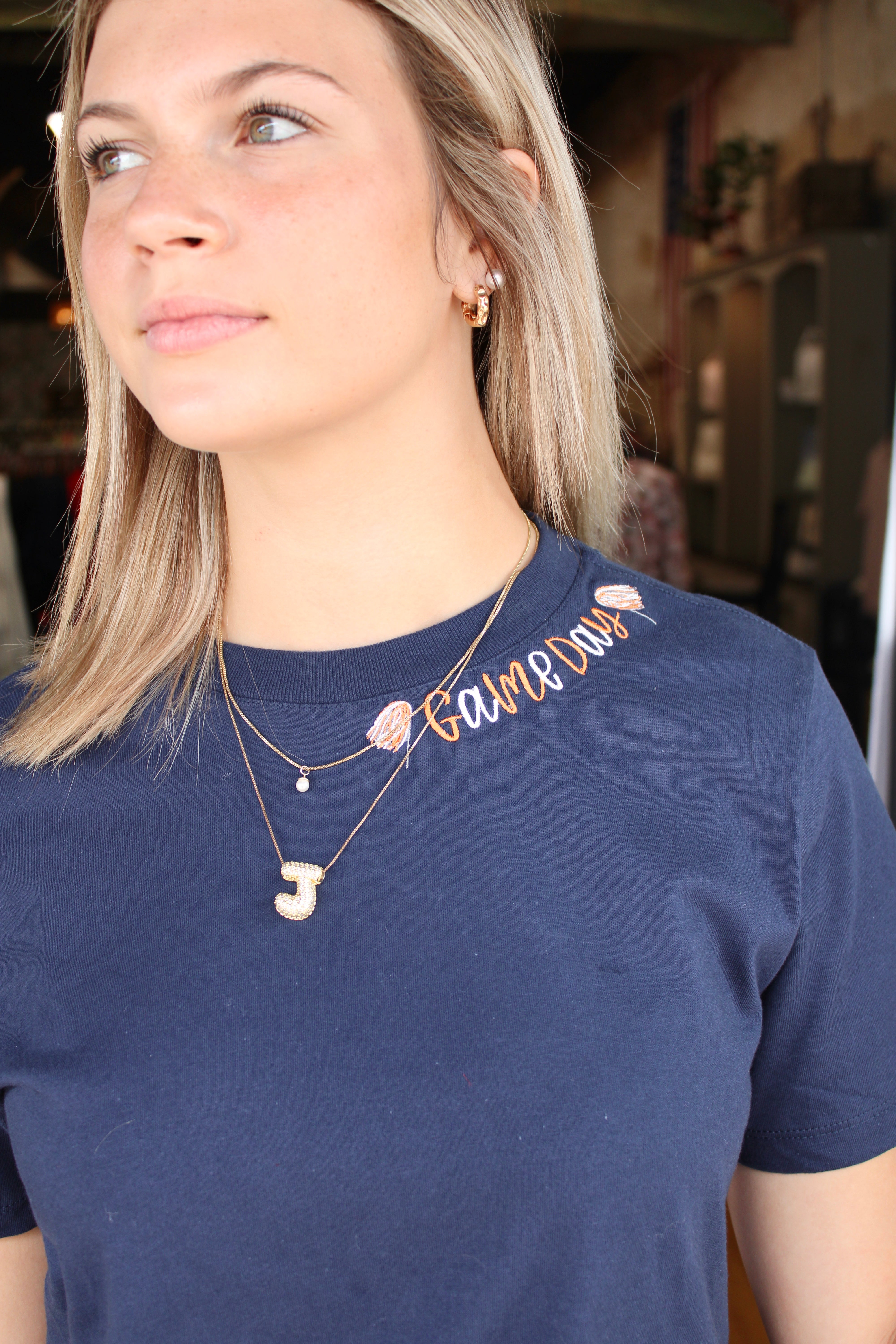 Game Day Tee - Navy & Orange