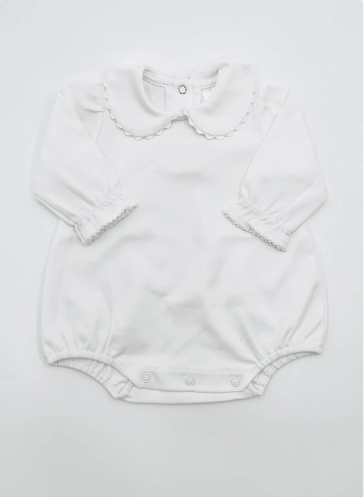Long Sleeve Scalloped Bubble (White)