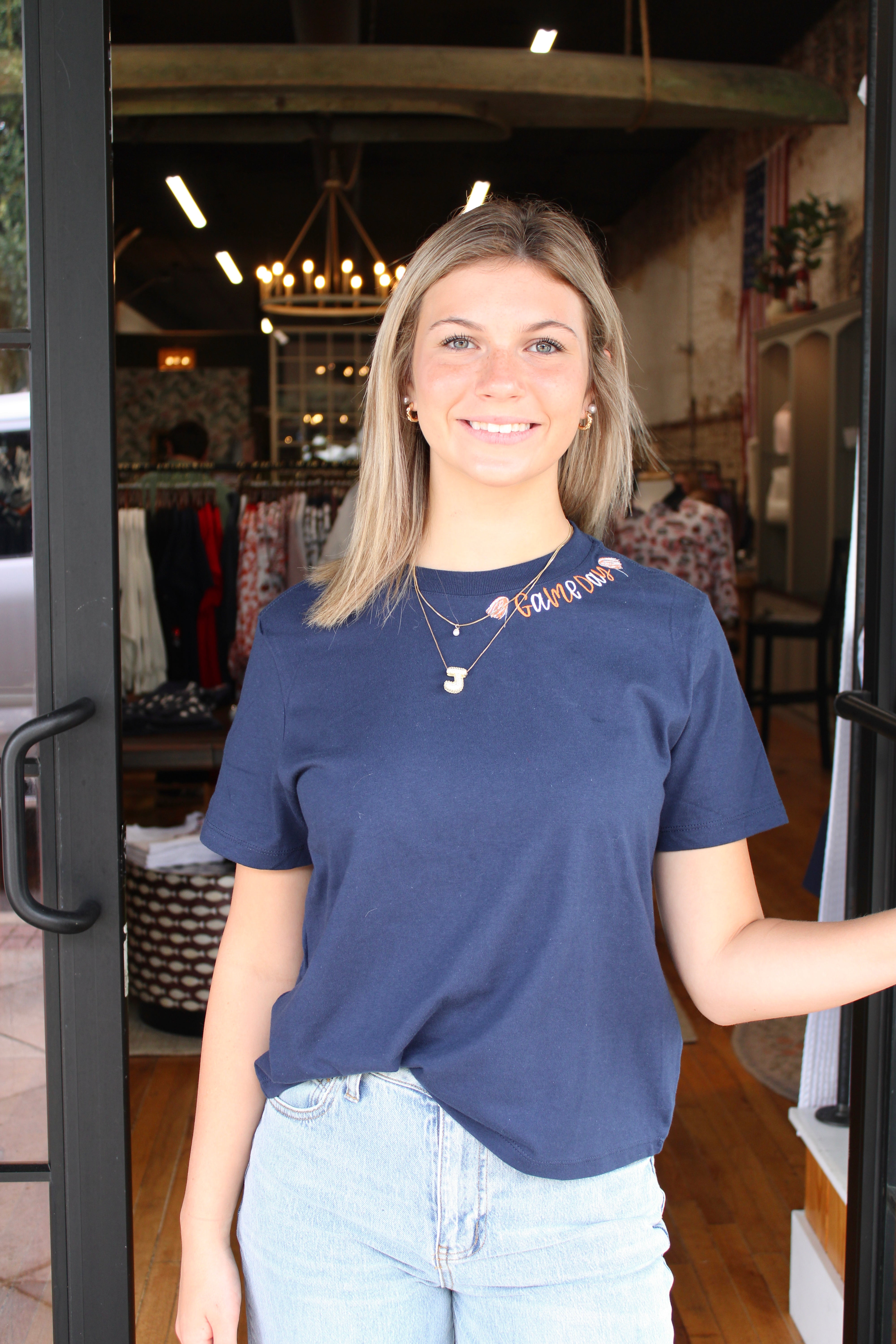 Game Day Tee - Navy & Orange