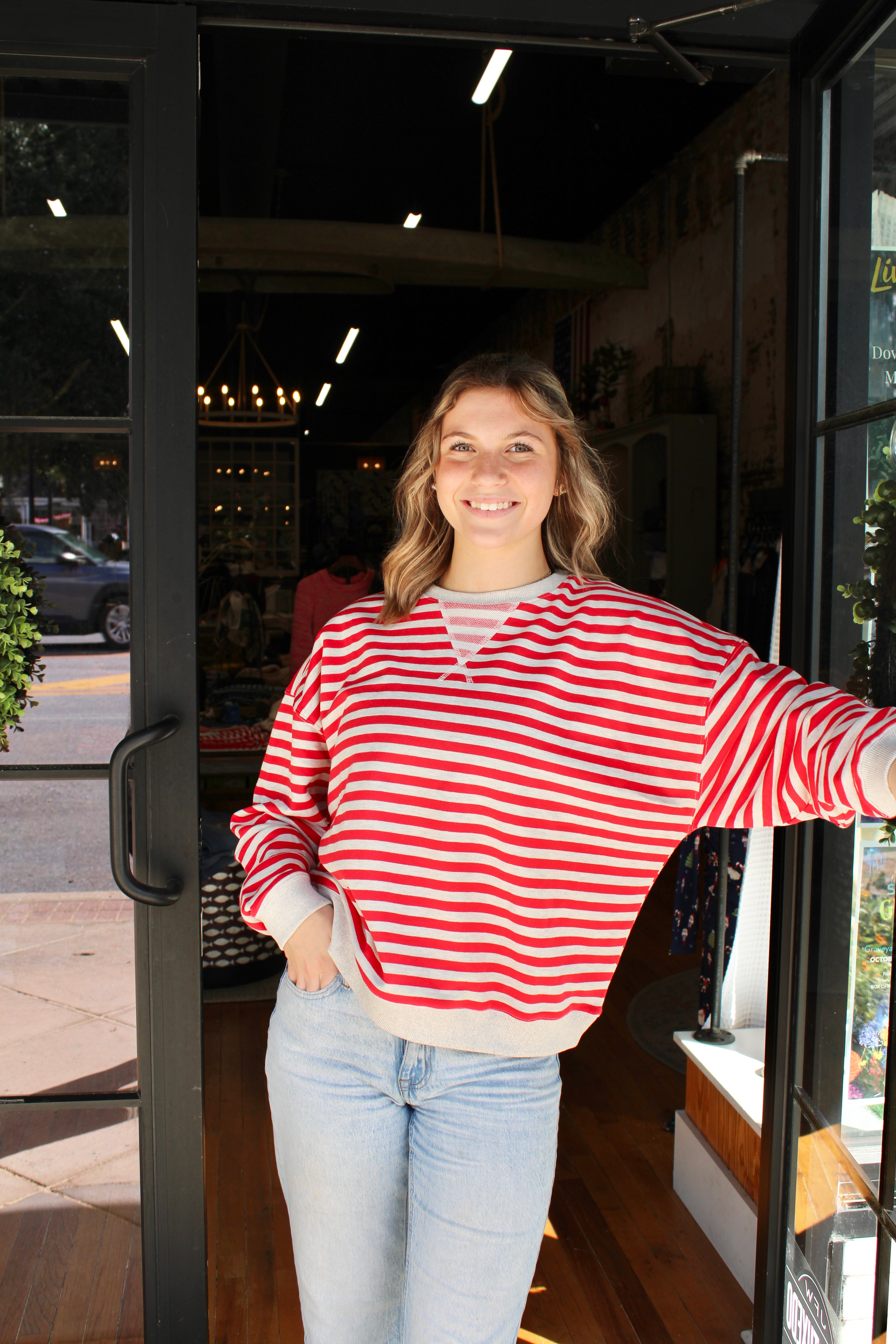 Susannah Top (Red/Grey)