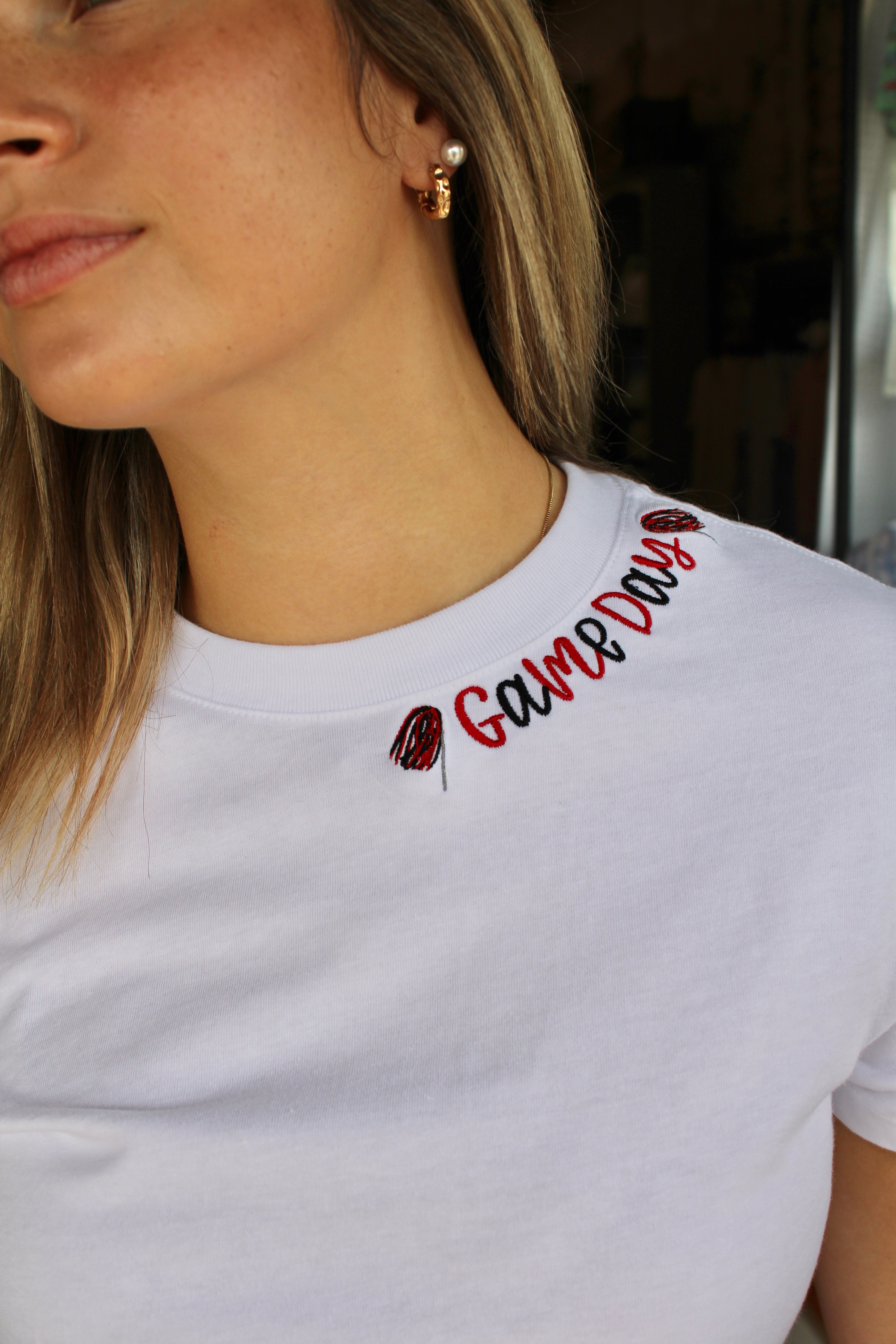 Game Day Tee - Red & Black on White